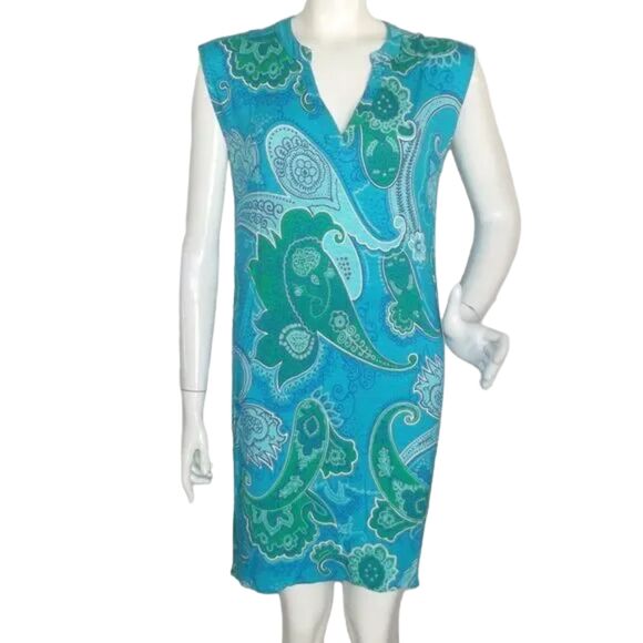 Tori Richard Dresses & Skirts - TORI RICHARD Dress, M, Alexia Blue Paisley, Sleeveless Split Neck, Rayon-spandex